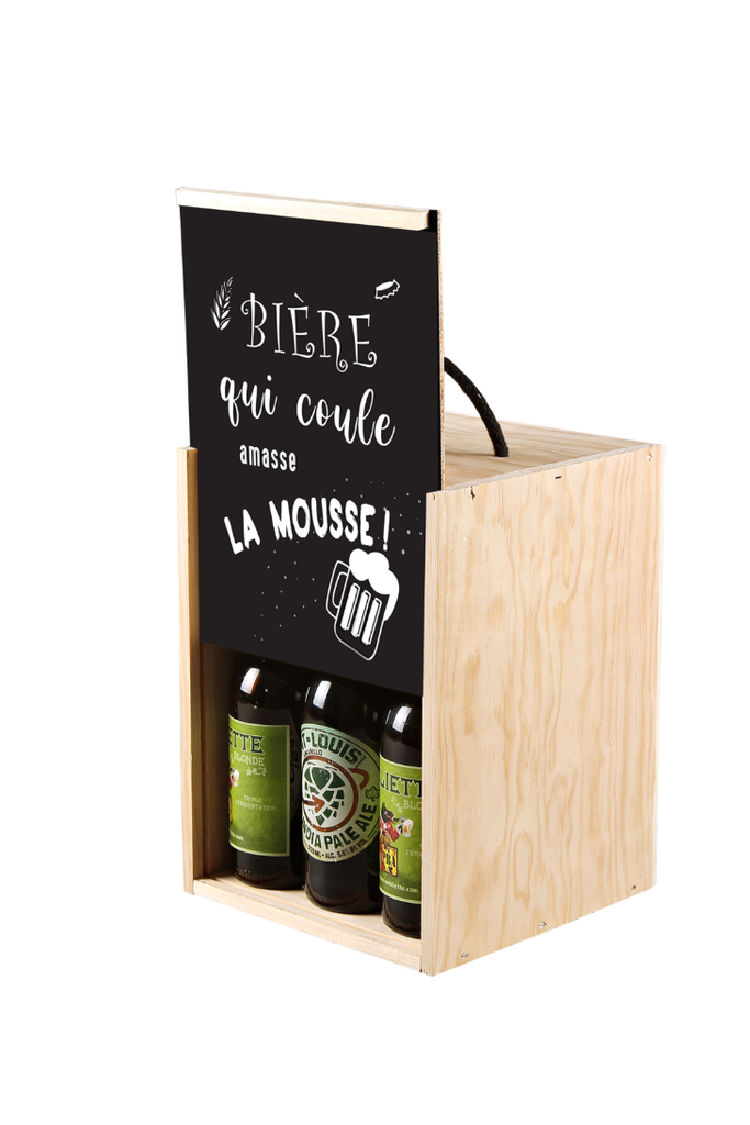 Coffret en bois à message 9x33cl